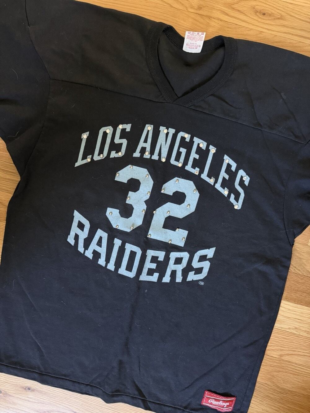 Vintage LA Raiders Marcus Allen Jersey T-shirt Rawling 80s Nfl Football Studded